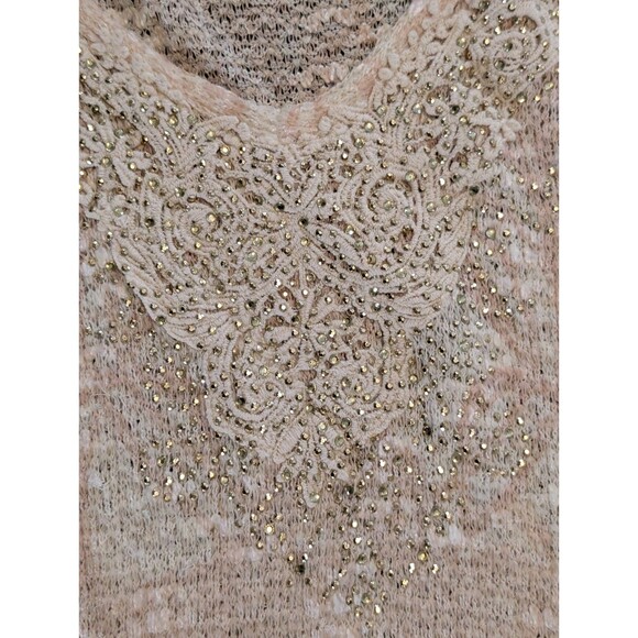 Reba Dress Women XL Boho Floral Crochet Knit Dress Flared Hem Lined - Picture 3 of 10